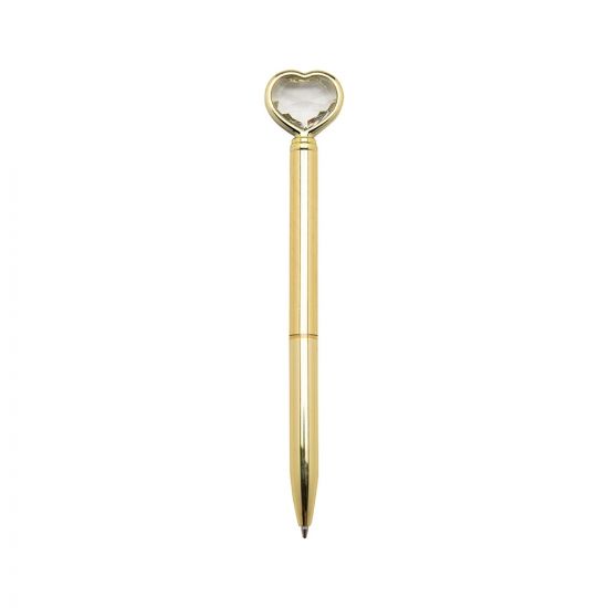 Caneta Metal Coração Diamante